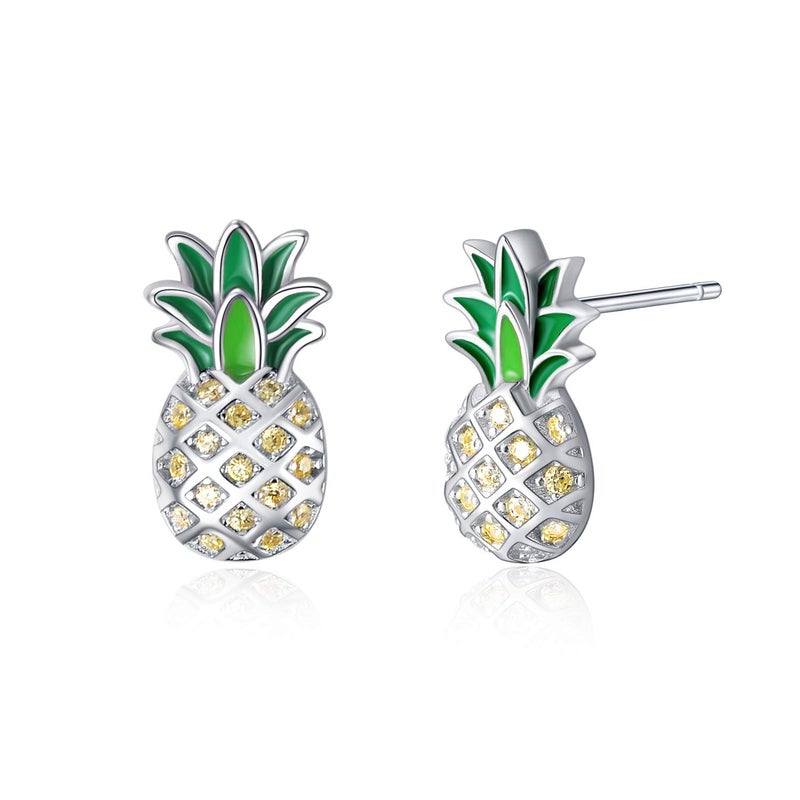 LUHE Pineapple Earrings Gifts for Her Women Sterling Silver Pineapple Stud Earrings Jewelry Studs Gifts for Women Teens - Image 1